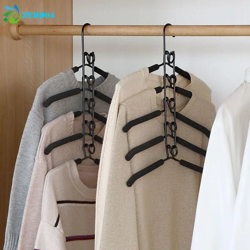 Black Multi-Tier Hanging Closet Hanger With Hooks Space-Saving Organizer For Closet Coats Shirts Dresses Jackets Hanging Storage