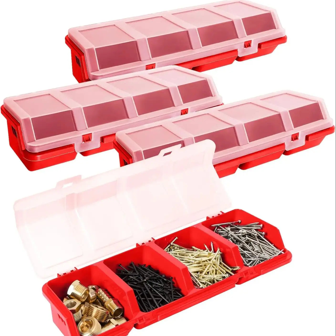 Screw Organizer Storage Bins, 2 Pack Stackable Bins with Lids  Divider Compartment Containers for Garage/Craft Tool Organizing