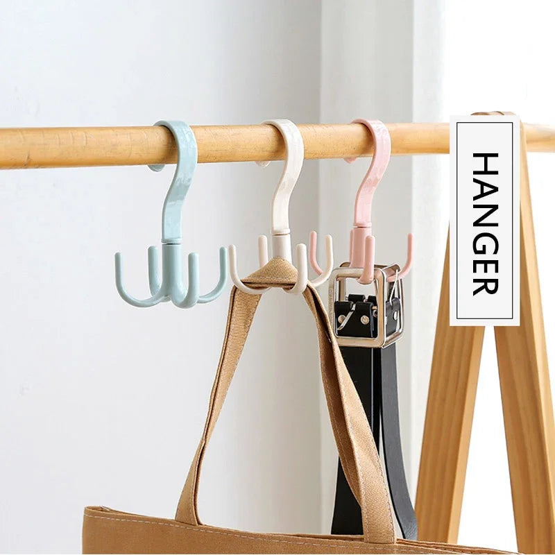 Rotated Hanger Hooks Wardrobe Closet Organizer Space Saving Clothes Rack for Bags Shoes Belts Scarves Storage
