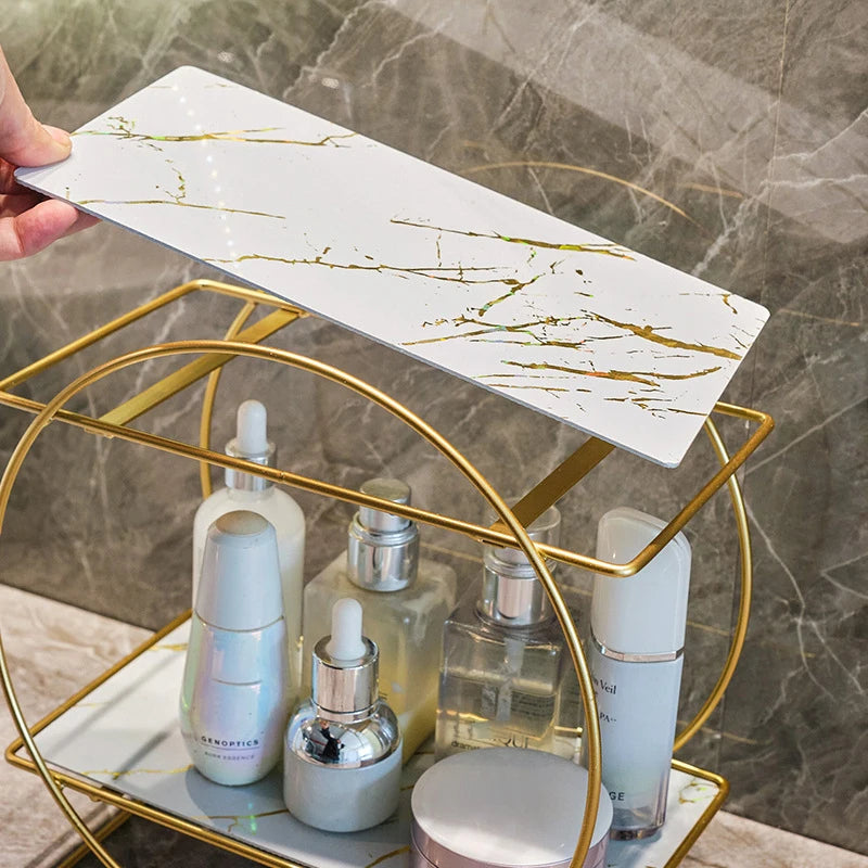 Bathroom Storage Rack Toilet Countertop Double Layer Iron Cosmetics Storage Holders Skincare Lipstick Organizer Display Stand