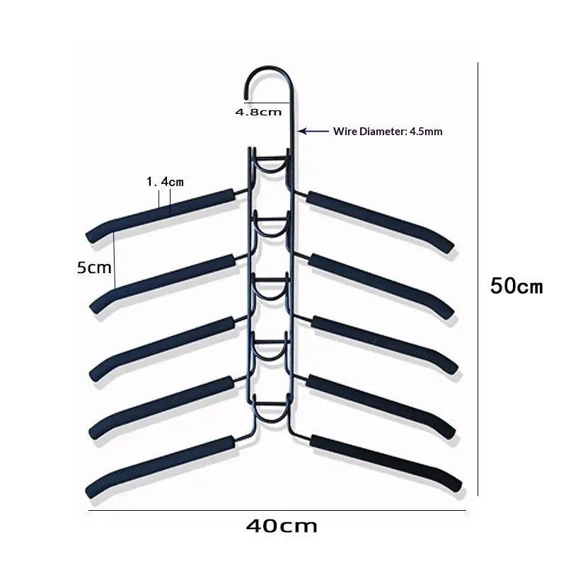 Black Multi-Tier Hanging Closet Hanger With Hooks Space-Saving Organizer For Closet Coats Shirts Dresses Jackets Hanging Storage