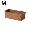 Bathroom Storage Basket Home Storage Basket Box Grass Woven Rectangular Storage Container Sundries Kitchen Drawer Organizer