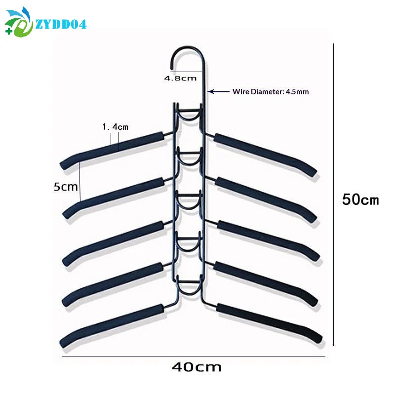 Black Multi-Tier Hanging Closet Hanger With Hooks Space-Saving Organizer For Closet Coats Shirts Dresses Jackets Hanging Storage