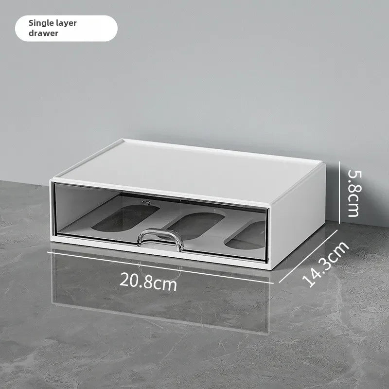 Desktop Storage Box Organizer Desk Pen Holder Transparent Stationery Drawer Storage Rack Student Multi-functional Organizing Box