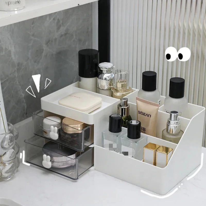 Desktop Storage Box Desktop Office Desk Multifunction Organizer Fixed Storage Rack with Drawer Pen Rack