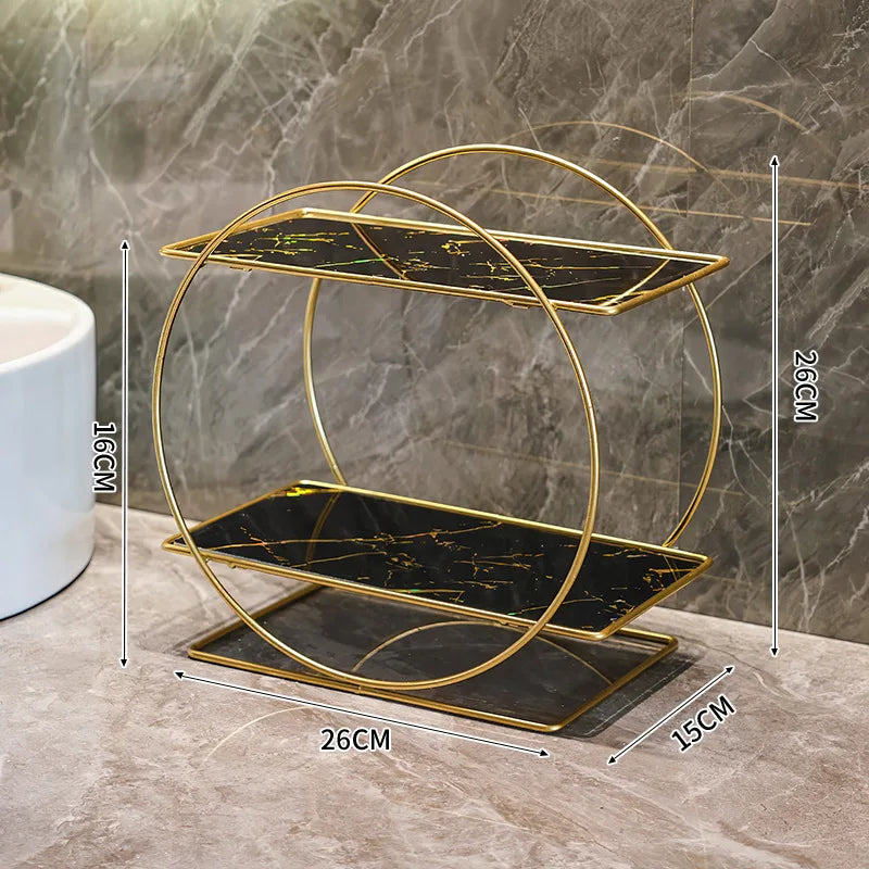 Bathroom Storage Rack Toilet Countertop Double Layer Iron Cosmetics Storage Holders Skincare Lipstick Organizer Display Stand