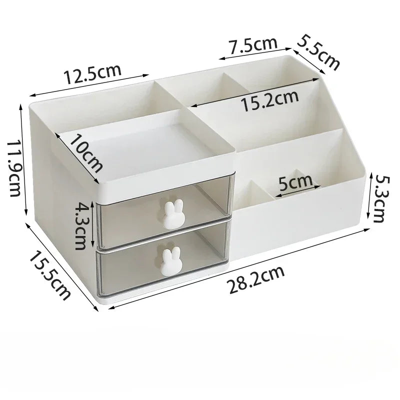 Desktop Storage Box Desktop Office Desk Multifunction Organizer Fixed Storage Rack with Drawer Pen Rack
