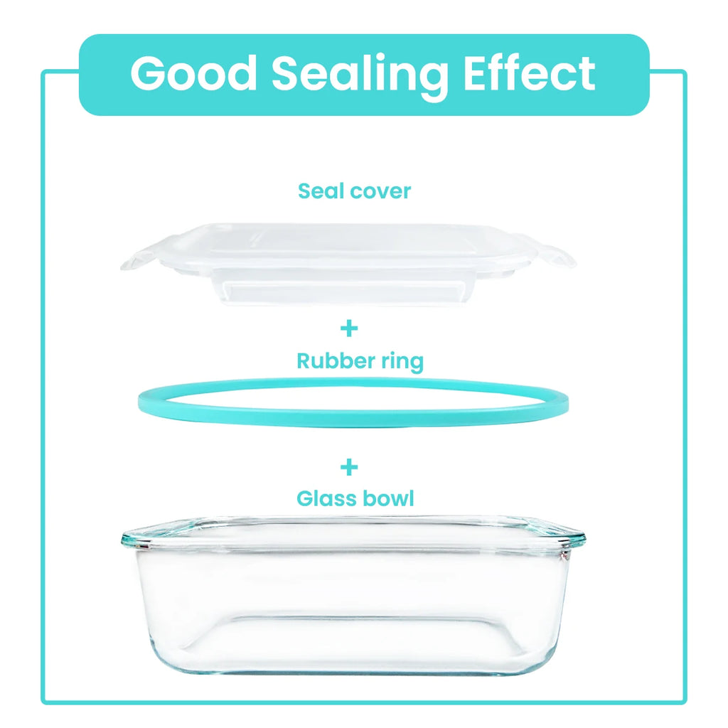 8pcs Glass Food Storage Containers Set Lunch Box Leakproof Airtight Microwave & Oven Safe Stackable Kitchen Organizers
