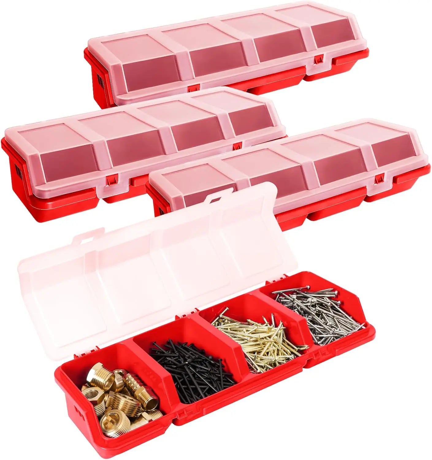 Screw Organizer Storage Bins, 2 Pack Stackable Bins with Lids  Divider Compartment Containers for Garage/Craft Tool Organizing
