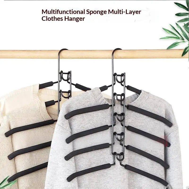 Hot！Multi-Tier Hanging Closet Hanger With Hooks Space-Saving Organizer For Closet Coats Shirts Dresses Jackets Hanging Storage