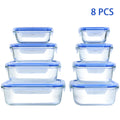 8pcs Glass Food Storage Containers Set Lunch Box Leakproof Airtight Microwave & Oven Safe Stackable Kitchen Organizers
