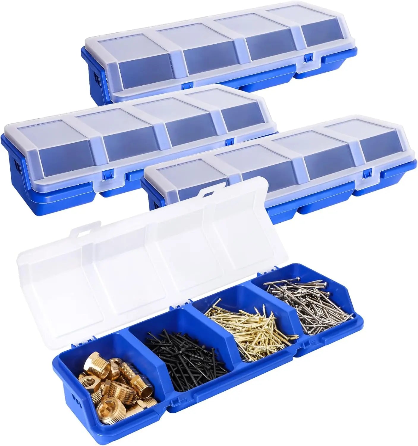 Screw Organizer Storage Bins, 2 Pack Stackable Bins with Lids  Divider Compartment Containers for Garage/Craft Tool Organizing