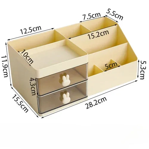 Desktop Storage Box Desktop Office Desk Multifunction Organizer Fixed Storage Rack with Drawer Pen Rack